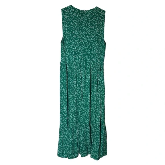 NWOT J. Crew Green and White Smocked Floral Midi Dress - Picture 2 of 8